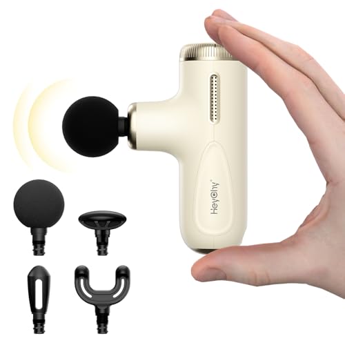HEYCHY Super Mini Massage Gun with 4-10mm Amplitude, HSA, FSA Eligible | Travel Size,Quiet Operation, Muscle Recovery for Men Women Athletes - color: Pearl White