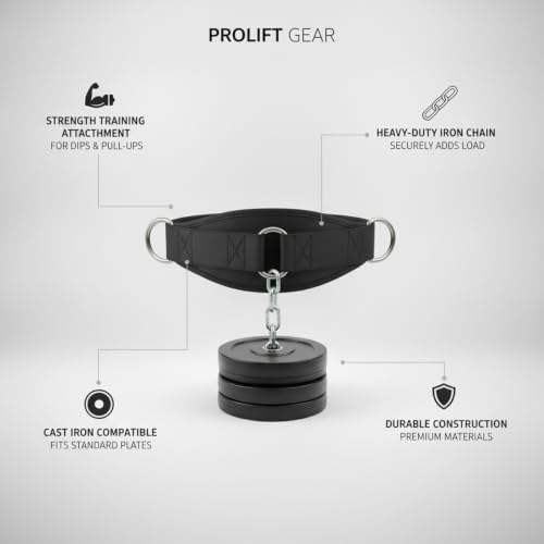 1 PC Weighted Dip Belt with Iron Chain, Heavy Duty Strength Training Attachment for Pull Ups and Dips