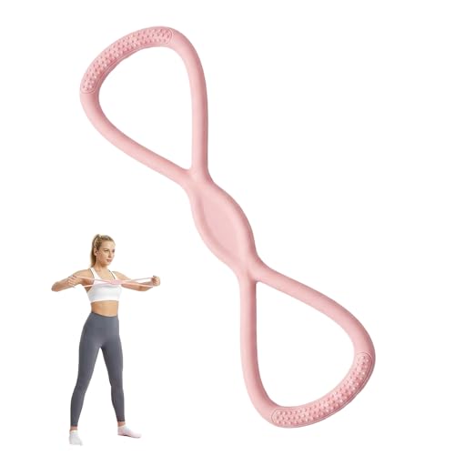 Figure 8 Resistance Bands with Non Slip Handles, 15LB Elastic Exercise Bands for Arms Shoulder Back Workout, Portable Fitness Bands for Women Men Home Gym Yoga Physical Therapy