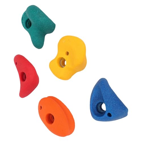 SUNGOOYUE 5 Pcs Climbing Holds, Colorful Resin Wall Grips with Mounting Hardware for Kids Indoor Outdoor Play