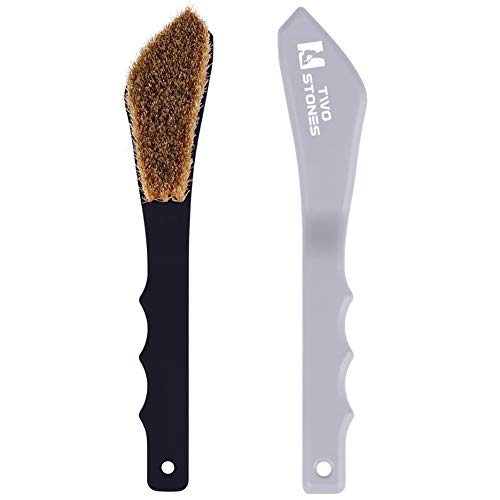TWO STONES Boar Hair Rock Climbing Brush with Ergonomic Handle, Bouldering Boulder Brush as Durable Cleaning Tool for Chalk and Climbing Holds on Wall Indoor or Outdoor - color: Black&grey
