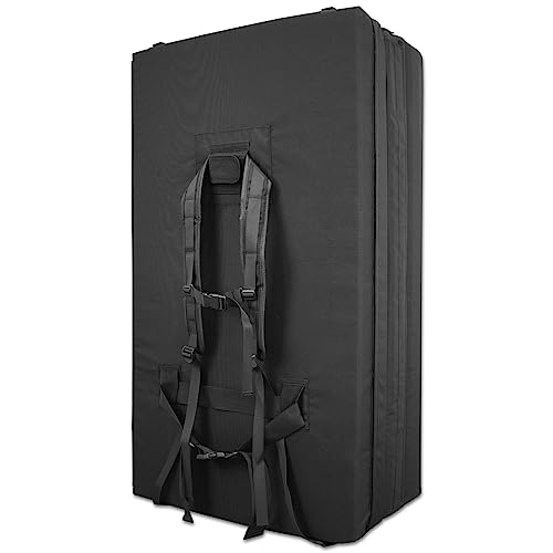 Meister Boulder Beast XL Tri-Fold Climbing Crash Pad w/Backpack Straps | Oversized 72" x 44" landing area with 5" multi-layer cushioning for bouldering + shoe cleaning carpet