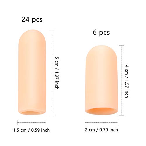 Frienda 30 Pieces Gel Finger Protector Cots Silicone Cover Cap Sleeves for Finger Cracking Trigger Support(Apricot) - color: Apricot