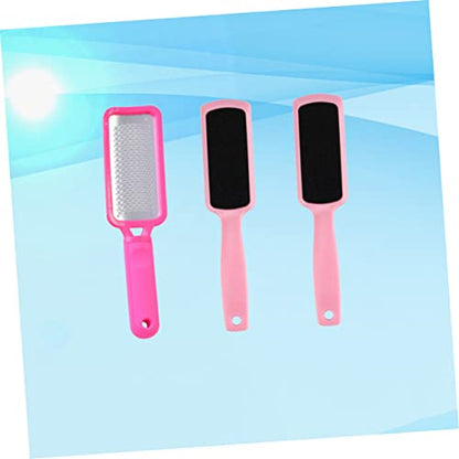 3pcs Double-Sided Foot Grinding Tool Rosy Stainless Steel Foot File Pink Sandpaper Grinding Boards for Callus Removal and Smooth Skin for Home Professional Use