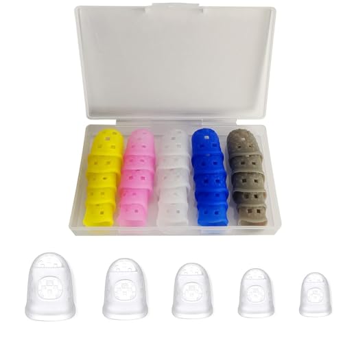 Guitar Fingertip Protectors, 25-Pack Silicone Finger Covers for Guitar/Ukulele/Banjo/Mandolin – Breathable, Flexible, Non-Slip Practice Sleeves, Mixed Colors with Storage Case, Reusable