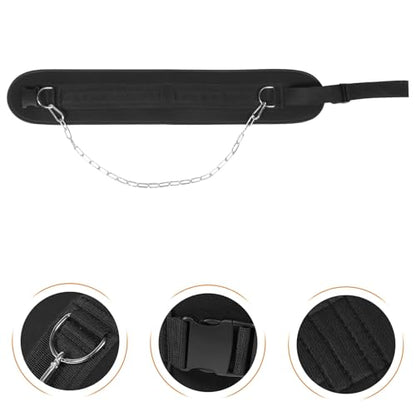 Weightlifting Waist Belt with Heavy Duty Chain for Men Training Equipment for Weighted Pull Ups Dips Squats Contoured Support for Muscle Strengthening and Bodyweight Exercises