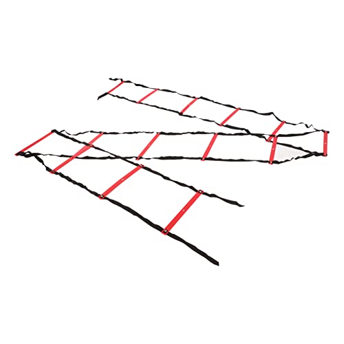 banapoy Agility Ladder, 14 Rung Fixed Distance 7M Speed Ladder, PP Material Training Equipment with Angle Marks and Lightweight Non Slip Design for Soccer Football Fitness Coaches Athletes - color: Red