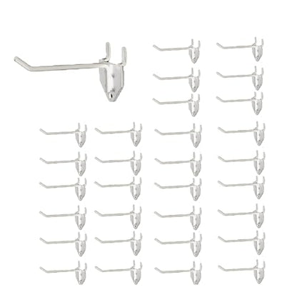 NectaCol 30 Packs 4" Long Metal Pegboard Hooks, Standard Pegboard Panel Hooks is Fit to Peg Board Panels and Pegboard Display Stand, White - size: 4 Inch