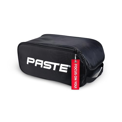 PASTE Shoe Bag Black - Waterproof Shoe Carrying Bag with Zipper for Men, Women - Ideal for Gym, Sneaker, Golf, Football, Soccer, Tennis, Bowling, Basketball, Dance Shoes - Organizer, Shoe Cover