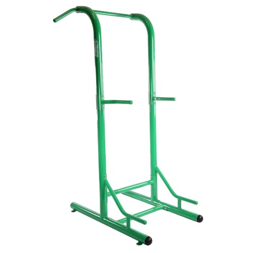 Stamina Pull Up Bar Tower & Dip Station, Free Standing Outdoor Home Gym Equipment - Adjustable and Portable Workout Stand for Calisthenics Body Weight Training - color: Green