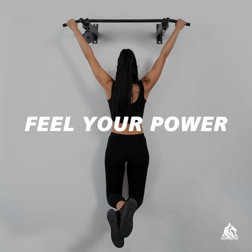 LIONSCOOL Multifunctional Wall Mounted Pull Up Bar with Pulley System, 48" and 16"/24" Multi-Grip Chin Up Bar, Cable Pulley Attachments Included, Perfect for Upper Body Workouts - size: 16"/24" APART