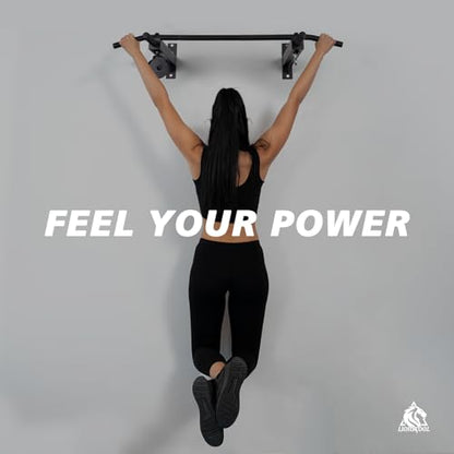 LIONSCOOL Multifunctional Wall Mounted Pull Up Bar with Pulley System, 48" and 16"/24" Multi-Grip Chin Up Bar, Cable Pulley Attachments Included, Perfect for Upper Body Workouts - size: 16"/24" APART
