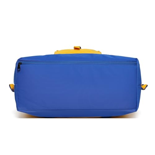 SUNNY BIRD Duffel with Utility Pouch, 40L Weekender Overnight Bag with Shoe Compartment for Travel and Sports (Yellow and blue) - color: Yellow and blue