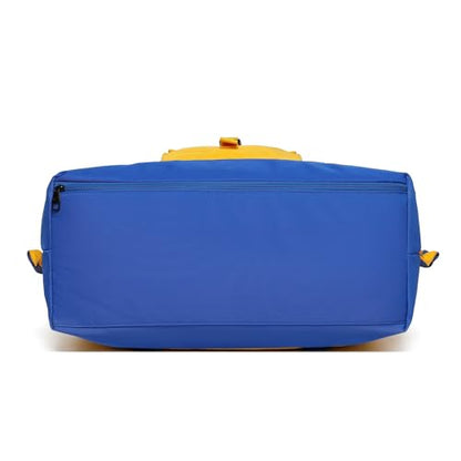 SUNNY BIRD Duffel with Utility Pouch, 40L Weekender Overnight Bag with Shoe Compartment for Travel and Sports (Yellow and blue) - color: Yellow and blue