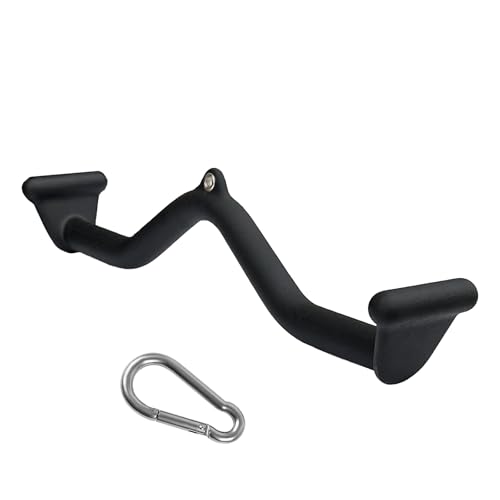 BLUSLM Lat Pull Down Bar T bar Row Attachment, V Bar Tricep Lat Pulldown Attachments, Back Strength Training Bar for Home Gym Exercise Cable Machine Attachments - color: Black 04