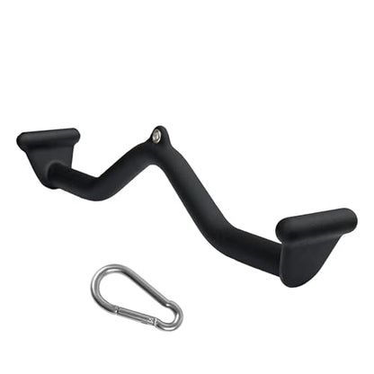 BLUSLM Lat Pull Down Bar T bar Row Attachment, V Bar Tricep Lat Pulldown Attachments, Back Strength Training Bar for Home Gym Exercise Cable Machine Attachments - color: Black 04