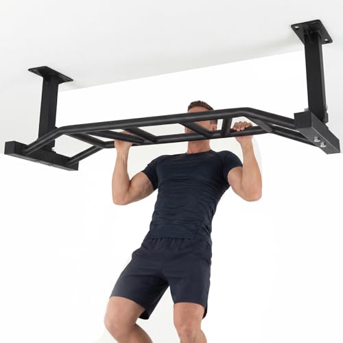 Generic 47 Inch Ceiling Mount Pull Up Bar Heavy Duty Multi-Grip Chin Up Bar Adjustable Height&Supports to 600 Lbs Fitness Trainer Home Gym Equipment