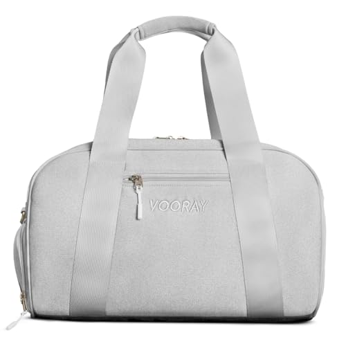 Vooray Burner Small Gym Bag for Women and Men, 23L | Lightweight Duffle Bag with Shoe Compartment, Water Bottle Pocket, Magnetic Handles, Adjustable Strap, Use for Sports, Travel - color: 23L - Ash