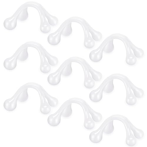 Liliful 9 Pcs 4 Point Massage Tools Small Hook Massager Handheld Palm Shaped Manual Back and Neck Massager Tools 4 Legged Hand Held for Body Muscles Arm Shoulder Leg (White) - color: White