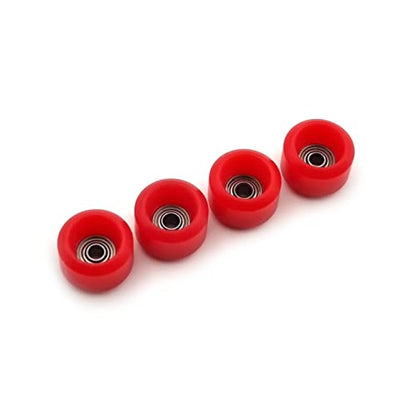 SPITBOARDS® Fingerboard Pro Wheels with Real Ball Bearings, Professional CNC Polyurethane Quality, Street Wheels Shape (Red) - color: Red