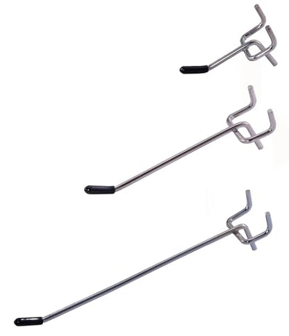 Bamboo's Grocery LoKii 60 Pack 2&4&6 Inch Silver Pegboard Hooks, 1/4" Heavy Duty Peg Board Shelving Hooks Organizer Accessories, Peg Board Tool Hangers - size: 2&4&6 Inch