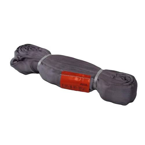 ATERET Powerlift Grey Polyester Endless Round Sling - 4 Feet Length, 10,600 lb. Vertical Capacity, 21,200 lbs Basket - Heavy Duty Poly Lifting Sling - color: 04 Grey - Vertical Capacity 10,600 lbs, size: 4FT