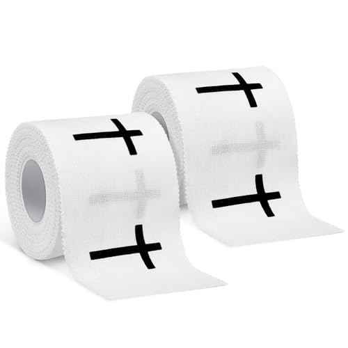 MiniInflat 2 Pcs Christian Cross Athletic Tape Sports Tape 2in x 23ft Religion Jesus Wrist Wrap for Soccer Football Baseball, Gift for Graduation Teacher Nurses Week Pentecost(White,Crosses) - color: White, style: Cross
