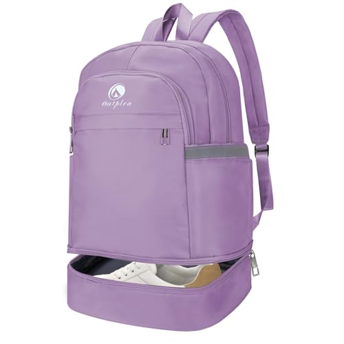 Small Cheer Backpack, 28L Lightweight Sports Gym Backpack Bag | for Women, with Shoe Compartment & Waterproof Wet Pocket & Luggage Strap & Water Bottle Holder, for Travel Workout Sports - color: Purple