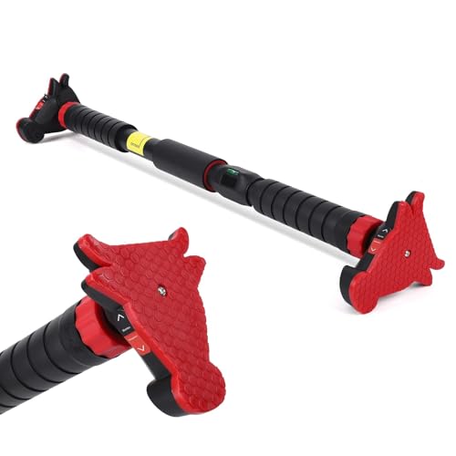 Pull-Up Bar,Chin Up Bar for Doorways with Level Meter and Auto Lock,Adjustable Pull Up Bar for Home Gym Strength Training and Upper Body Workout, No Screws Needed,Max Weight Capacity 400 Lbs - color: Red 3