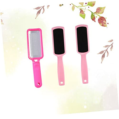 3pcs Double-Sided Foot Grinding Tool Rosy Stainless Steel Foot File Pink Sandpaper Grinding Boards for Callus Removal and Smooth Skin for Home Professional Use