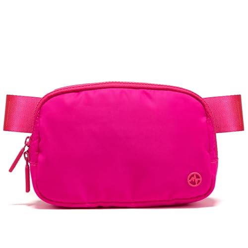 Pander Nylon Fanny Pack for Women, Two-Way Zipper Crossbody Bag | 1L nylon belt bag with a two-way zipper, three interior mesh pockets, and an adjustable strap for waist or crossbody wear - color: Sonic Pink