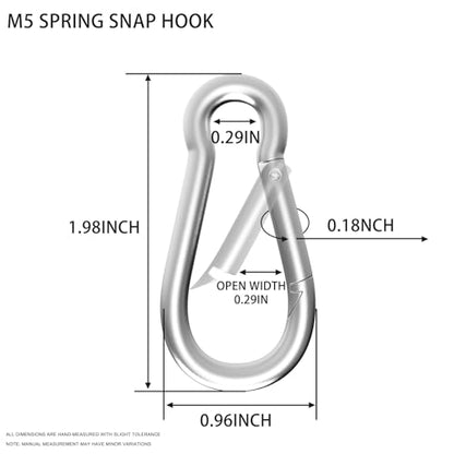 Heavy Duty Spring Snap Hook Carabiners, Galvanized Steel Quick Links, Spring Clips in Black & Silver, Multiple Sizes: 1.6Inch/2Inch/2.4Inch/3Inch/4Inch, for Swing Hammock Camping Keychain Outdoor - size: M5-120PCS, style: Silver