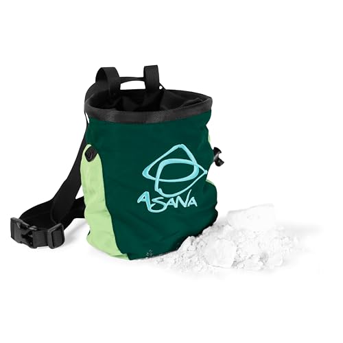 Chalk Bag for Rock Climbing & Bouldering with Waist Belt, Brush Loop, Fleece Liner, Cord Lock Enclosure - Complete with Hamster Ball Chalk Holder - color: Earthy