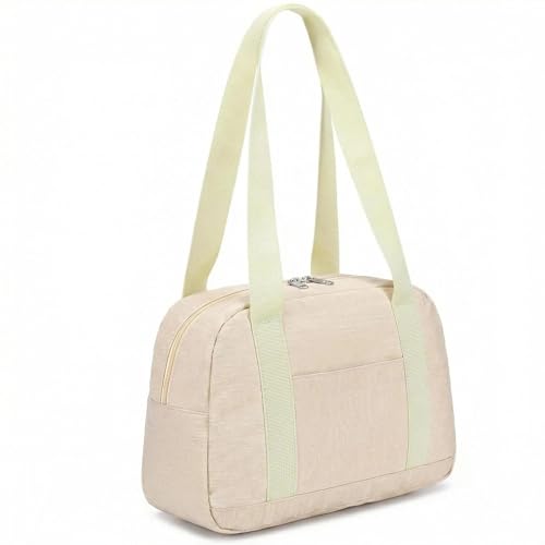 Mini Gym Bag for Women Girls, 12 inch Small Gym Tote, Lightweight Small Carry On Duffle Bag for Travel Sports - color: Beige