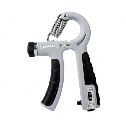 Adjustable Hand Grip Strengthener with Auto Counter, 10-100 lbs Resistance for Forearm Training, Ergonomic Non-Slip Design - color: Gray
