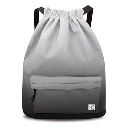 Waterproof Drawstring Bag, Gym Bag Sackpack Sports Beach Backpack for Men Women - color: 10-gradual Grey