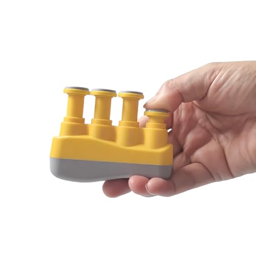 Finger Strengthener, Nalu Hand Grip Trainer Exerciser for Piano, Guitar, Bass, Ukulele Players, Plastic Material, Lightweight and Portable - Improve Finger Flexibility, Strength,1 Pack (Yellow+Gray) - color: Yellow+Gray