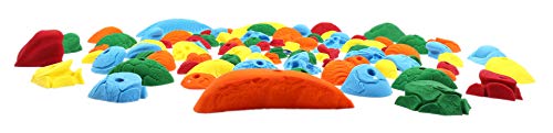 Atomik Rock Climbing Holds Set of 100 Bolt-On Rock-Like Crimpers, Pockets, Jugs and Footholds in Assorted Bright Tones