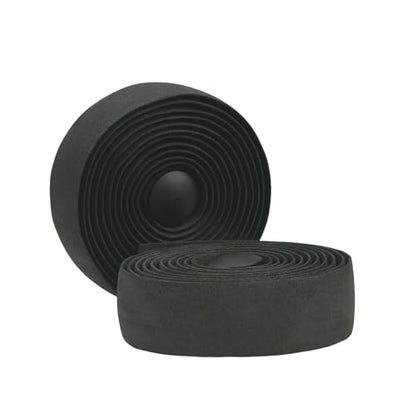 BD13 Bike Handlebar Tape, EVA Road Bike Bar Tape with Shock Absorbing Cushioning, Anti-Slip Bicycle Handlebar Wrap, Heavy-Duty Acrylic Double Sided Tape, End Plugs (Black) - color: black