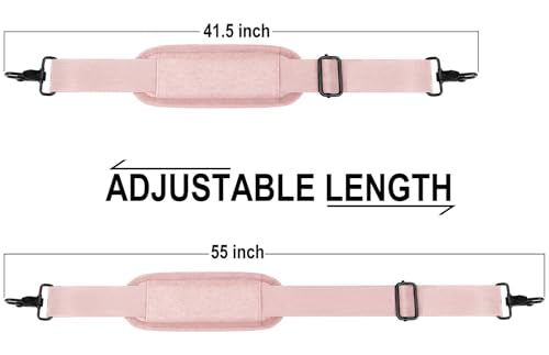 Shoulder Strap 56 inch, Universal Adjustable Thick Soft Duffel Bag Shoulder Strap Replacement Comfortable Belt with Metal Swivel Hooks for Laptop Messenger Bag, Briefcase, Shoulder Bag, Pink - color: Pink