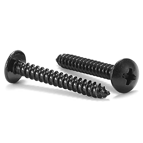 #4 x 1 Wood Screw 100Pcs Truss Head Phillips 18-8 (304) Stainless Steel Fast Self Tapping Screws Black Oxide by SG TZH - size: #4 x 1"