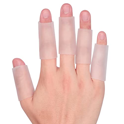 Kimihome 10 PCS Gel Finger Sleeve Protectors - Silicone Finger Sleeves Cushions and Protects - Finger Cots Bandages Provide Relief for Finger Cracking, Corns, Blisters and Calluses Protect (Clear) - color: Clear, size: 10 Count