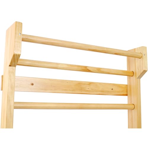 Gymnastics Wood Stall Bar, Multi-use Swedish Ladder- Wall Mounted Pull Up Bar-Physical Therapy for Stretching and Various Exercises,Indoor Home Gym Workout Yoga - size: 76.7 H
