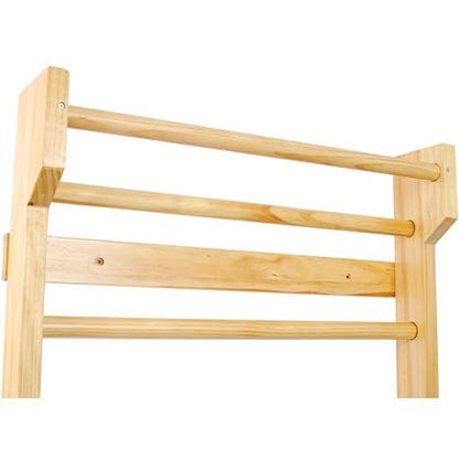 Gymnastics Wood Stall Bar, Multi-use Swedish Ladder- Wall Mounted Pull Up Bar-Physical Therapy for Stretching and Various Exercises,Indoor Home Gym Workout Yoga - size: 76.7 H