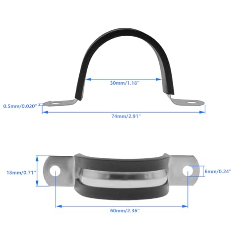 Rubber U Clamps,Two Hole U-Tube Strap Clamp Set,SAFYY EPDM Rubber Cushioned Insulated Clamp Rubber Lined Mounting U Brackets,U Shaped Pipe Tube Wire Clamps Clips Conduit Clamps (M30|1-3/16",15PCS) - size: M30|1-3/16",15PCS