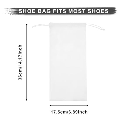 4 Pack Shoe Bags for Travel Satin Fabric Shoe Bag Portable Shoe Dust Bags with Drawstring Shoes Storage Bags 6.9" X 14" Cotton Drawstring Bags White Shoe Covers for Storing Shoes