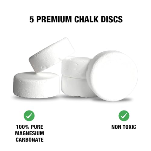5 Block Chalk Discs, Gym Chalk Blocks, Chalk Discs, Magnesium Carbonate for Better Grip, Weightlifting, Rock Climbing, Gymnastics, Bouldering, Weightlifting, Pool Billiards.