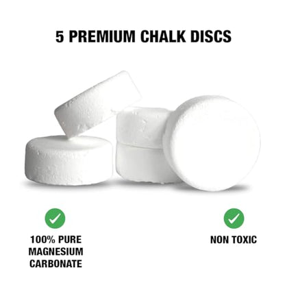 5 Block Chalk Discs, Gym Chalk Blocks, Chalk Discs, Magnesium Carbonate for Better Grip, Weightlifting, Rock Climbing, Gymnastics, Bouldering, Weightlifting, Pool Billiards.