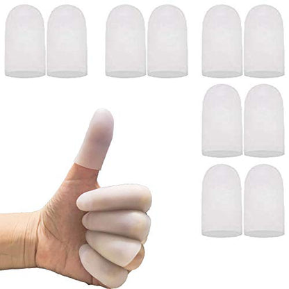 Kris-kikomy Gel Finger Protectors Finger Caps Silicone Fingertips Protection - Finger Cots Great for Trigger Finger, Finger Arthritis, Finger Cracking and Other Finger Pain Relief (Medium) - size: Medium (Pack of 10)