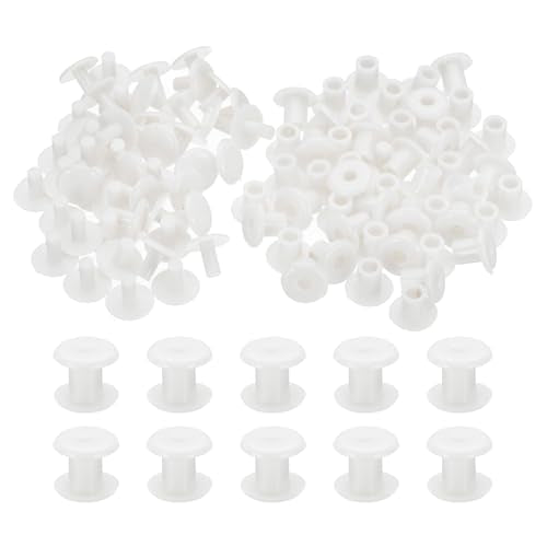 PATIKIL M5x6mm Plastic Binding Post, 50 Sets Plastic Chicago Screws Binding Screw Rivet Post Press-on Buckle for Leather Scrapbook Photo Albums, White - color: White, size: M5x6mm